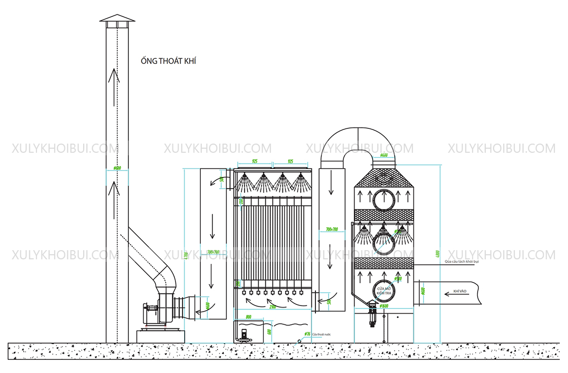 Tháp hấp thụ xử lý khí thải xử lý khí nồi hơi xử lý khí thải công nghiệp