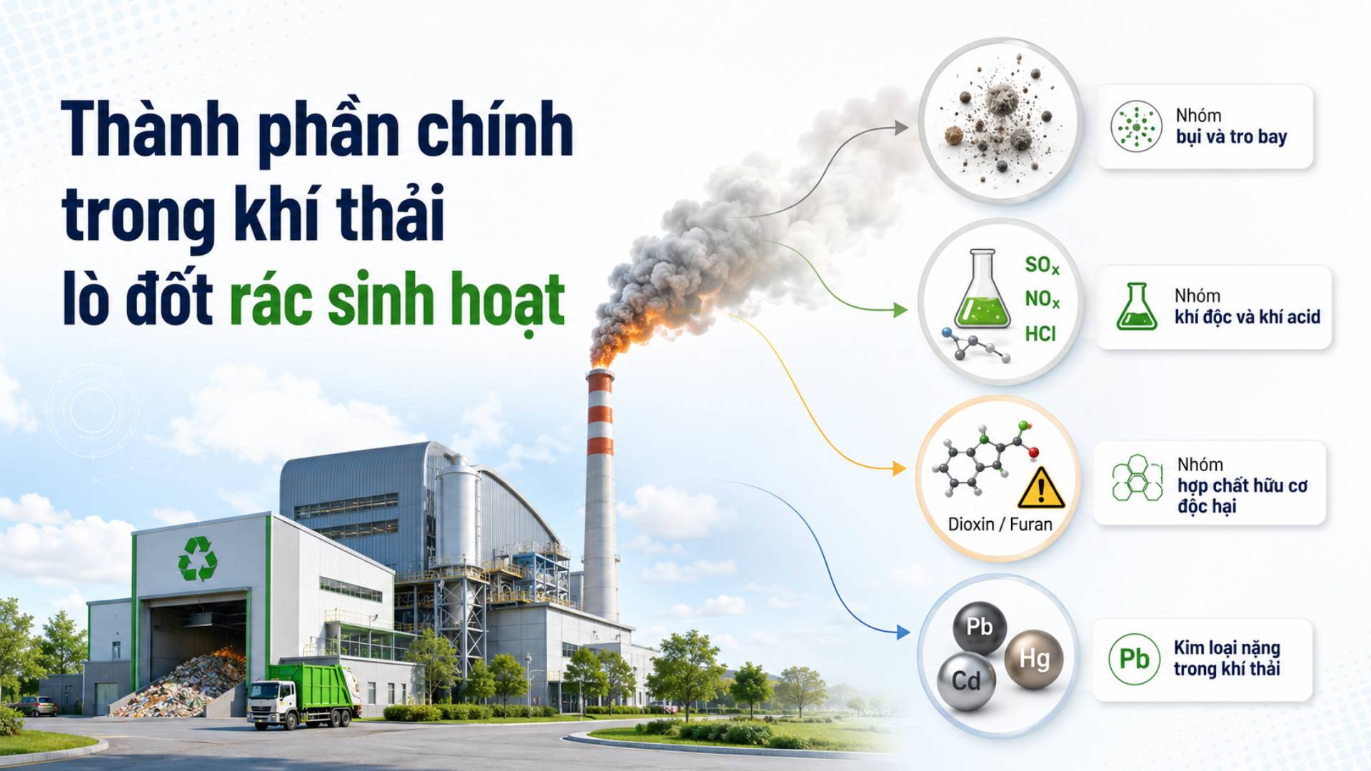 Các thành phần chính trong khí thải lò đốt rác sinh hoạt