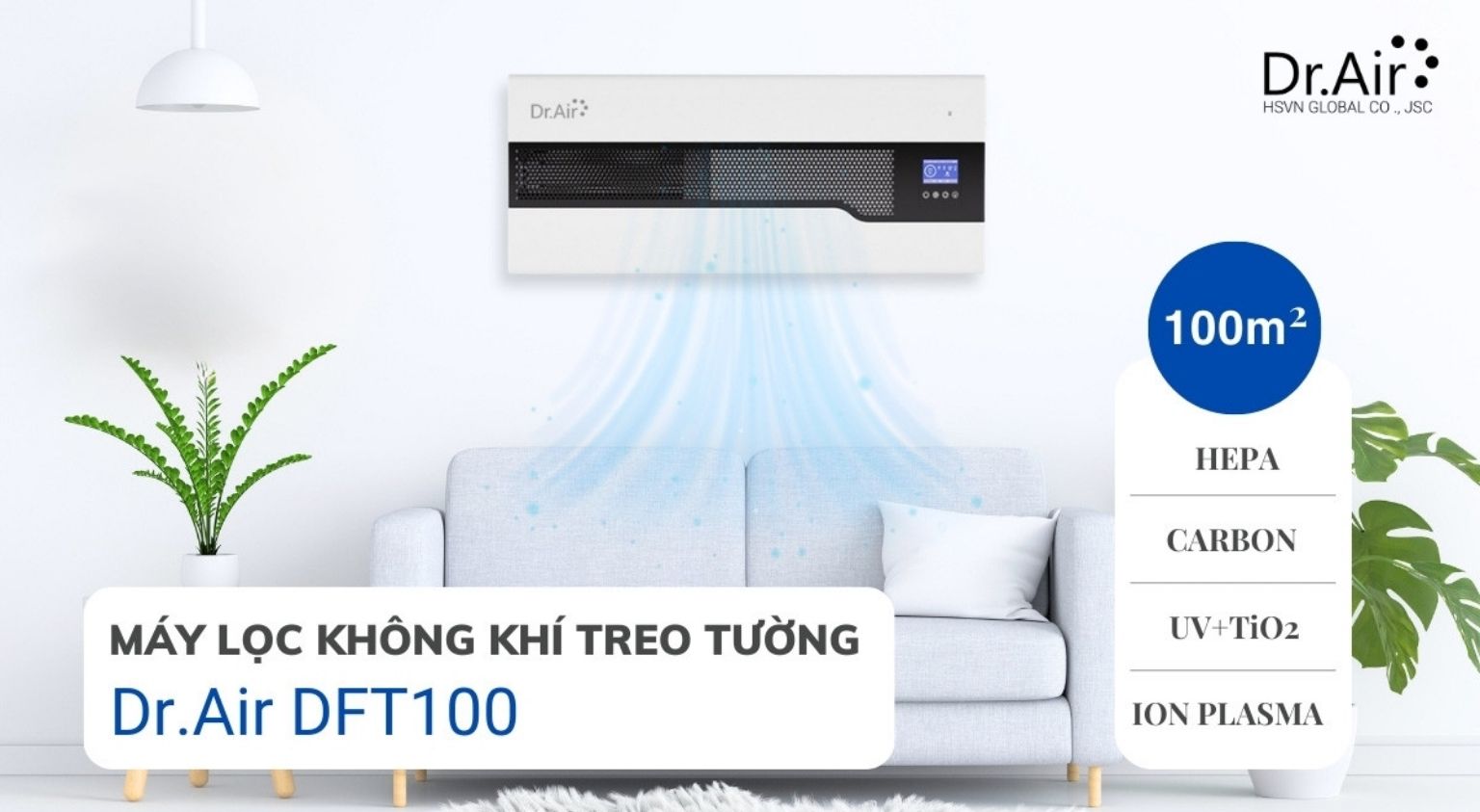 Dr.Air DFT-100 – Máy lọc treo tường cho văn phòng