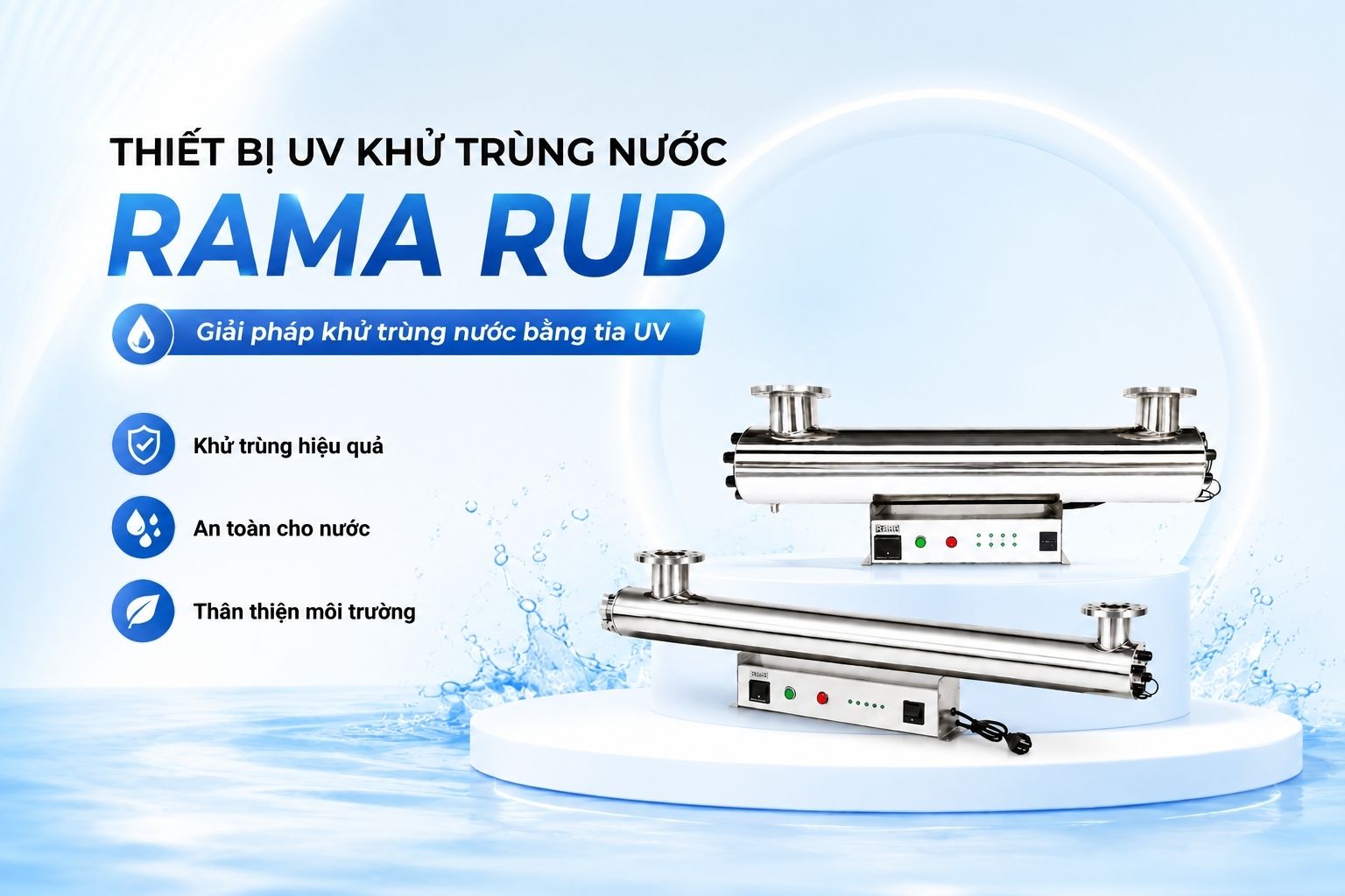Thiết bị UV khử trùng nước RUD-3B150W – Giải pháp kiểm soát vi sinh cho dây chuyền sản xuất