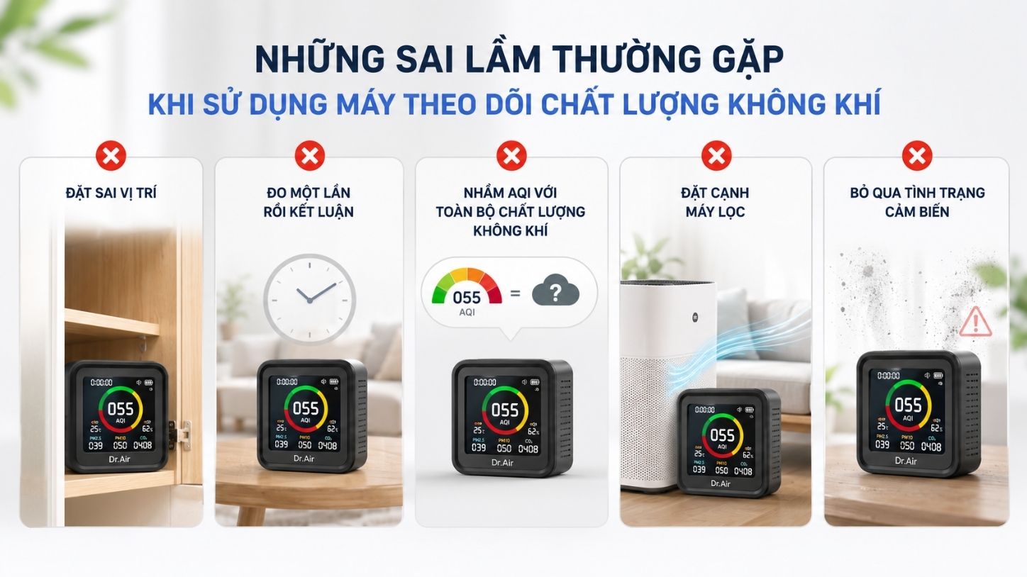 Những sai lầm thường gặp khi sử dụng máy theo dõi chất lượng không khí