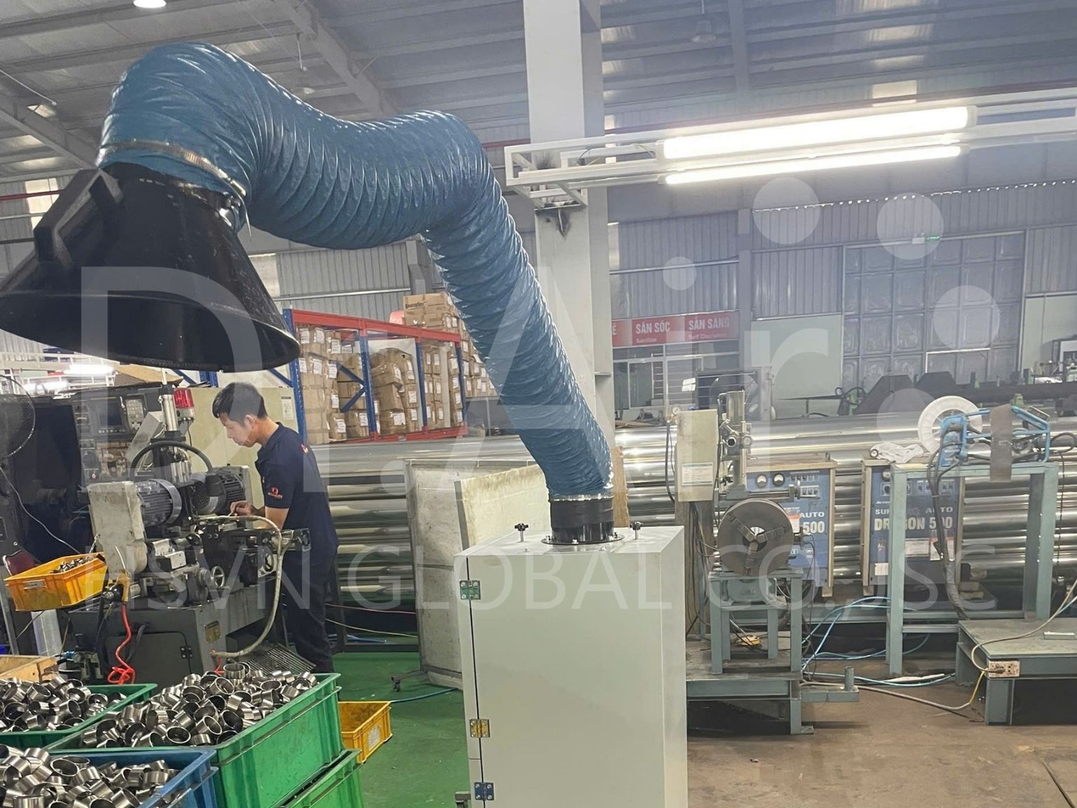 Dự án cung cấp máy hút khói hàn Dr.Air KH3600 xử lý khói tại khu vực hàn cho Công ty TNHH Youngjin Vina Flex Việt Nam tại Hải Phòng 3 Ứng dụng máy hút khói hàn di động trong nhà xưởng
